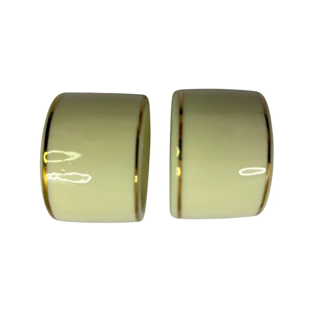 Audrey Bone China Napkin Rings Set of 12 Ivory Cream with‎ Gold Trim Vintage